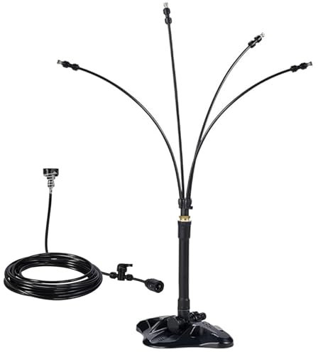 Mister in Piedi per Il Patio Esterno, Sistema di nebulizzazione Portatile ad Altezza Regolabile con Linea di acque a 26 Piedi, Mister in Acqua Flessibile per Raffreddamento BBQ della Piscina del Port