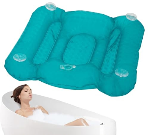Battub Spa Booster Seat Cushion, Inflatable Bathtub Massage Cushion, Non-Slip Bathtubs Pillow, Soft Back Support Bath Spa Pad With 4 Suction Cups For Adults Kids Elderly