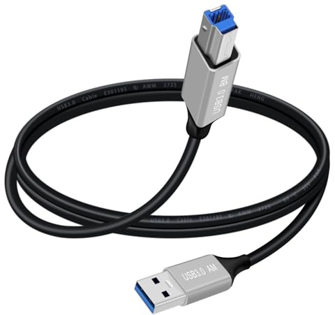 YINGAYOU Câble USB A vers Type B 3.0 Cable USB 3.0 Imprimante Super Vitesse 5 Gbps, pour Scanners, Disques Durs Externes, Imprimantes Multifonctions (USB A, 1 m)