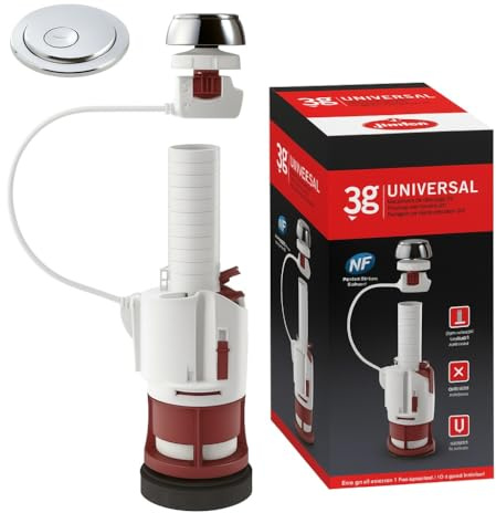 Jimten S-585 Mécanisme universel de chasse d'eau double volume avec bouton infrarouge IR et rechange Compatible avec les réservoirs Roca, Gala et plus