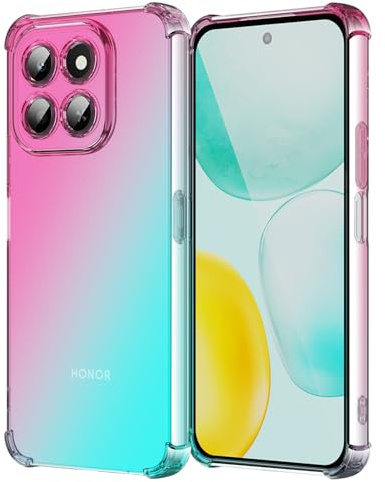 Osophter for Honor X6C Phone Case: two color gradient reinforced corner TPU shock absorption flexible Cell Phone Cover for Honor X6C (Pink Teal)
