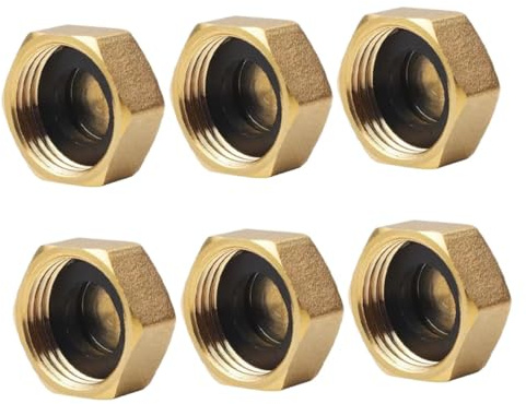 GARIOUANS 6pcs Brass Female Blanking Nut Caps with Washers Plumbing End Caps for Washing Machine Radiator Valve Winter Protection for Garden Hose and Faucet