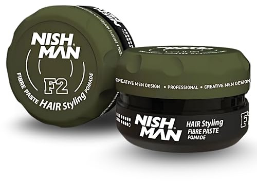 NISHMAN Hårstyling Pomada F2 - Fibre Paste Pomada 100g - Stark Flexibel Stadga & Matt Finish - Långvarig Textur & Definition - Enkel att Applicera & Styla om