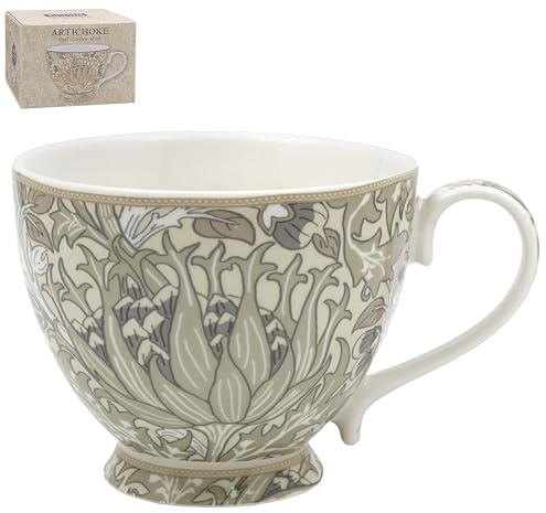 The Leonardo Collection William Morris Artichoke Footed Mug for Hot & Cold Drinks | Durable Coffee Cups for Home & Office | Comfortable & Easy-to-Hold Coffee Mugs for Beverages & Daily Use