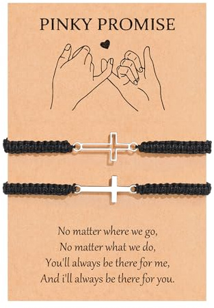 VU100 Bracciale Coppia Regalo San Valentino per Fidanzato Fidanzata Lui Lei Bracciale Donna Uomo Bracciali Coppia Braccialetto con Croce Protezione Compleanno Battesimo Natale per Amica Famiglia