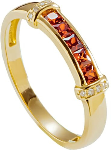 Ayoiow Ring Damen Echt Gold 14K Gelbgold, Elegant Saphir und Diamant Vorsteckring 585 Gold, Damen Ring Verlobung für Freundin