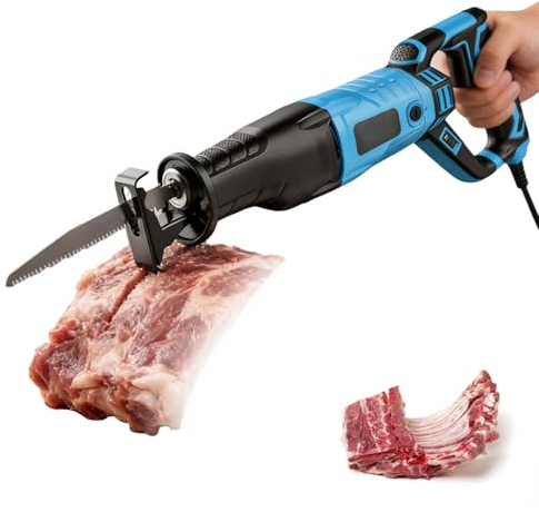 Glowdora Scie À Os À Viande Électrique De 1050 W, Coupe Viande Alternative Commerciale, Rotrot180°, avec Poignée Antidérapante Et Jeu De Couteau, pour Couper Les Côtelettes De Viande Congel.