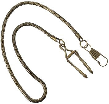TEMPNAP 37cm Taschenuhrkette mit Metallschnalle aus Metall für Schlüssel | 1 Stück, Vintage Retro Stil, für Freizeit und Formelle Kleidung, Hängekette