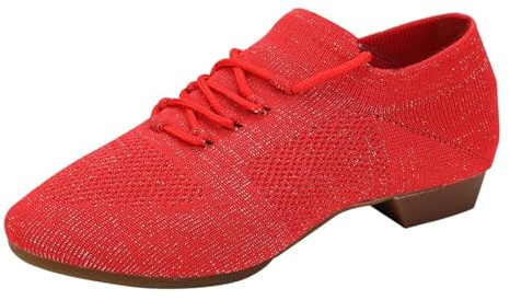 Damdansskor vår och cheerleading skor vuxna mjuka botten body träningsskor nät dansskor skor damer sneakers röd
