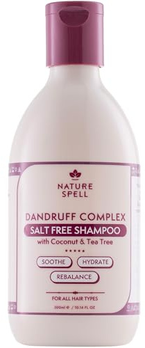 Nature Spell Dandruff Complex Shampoo, Salt-Free Scalp Care, Vegan, 300ml | Soothing & Hydrating Formula with Tea Tree, Coconut Oil & Zinc, Helps Reduce Flaking & Dryness, Moisturising & Nourishing