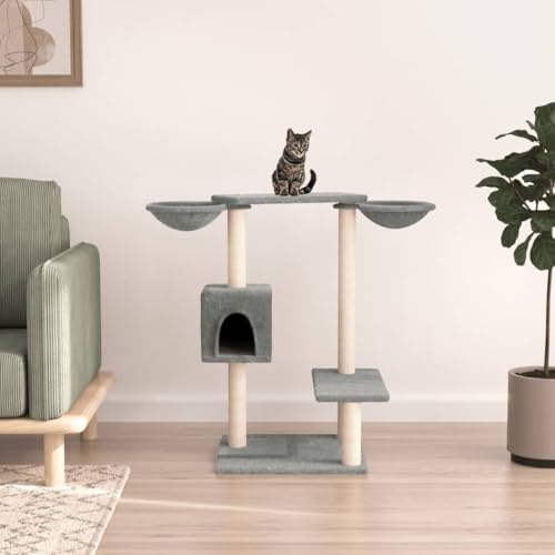 Arbre à chat à plusieurs niveaux avec peluche douce et colonnes en sisal, arbre à chat avec surfaces de couchage et colonnes à gratter pour s'amuser à grimper et à se reposer