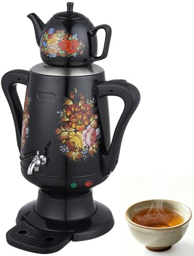 Cafetera Turca Eléctrica, Samovar Turco Eléctrico, Tetera De Acero Inoxidable De 3,5 L Y Tetera De Cerámica De 1 L, Con Función De Mantenimiento Del Calor, Para Café, Infusiones Aromáticas Y Té Turco