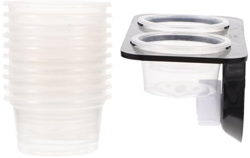 COOLHIYA Set Ciotole per Alimentazione Rettili Doppia Vaschetta Stabile, Contenitori Anti-Fuga per Cibo e Acqua, Accessori per Terrari per Lucertole e Piccoli Rettili
