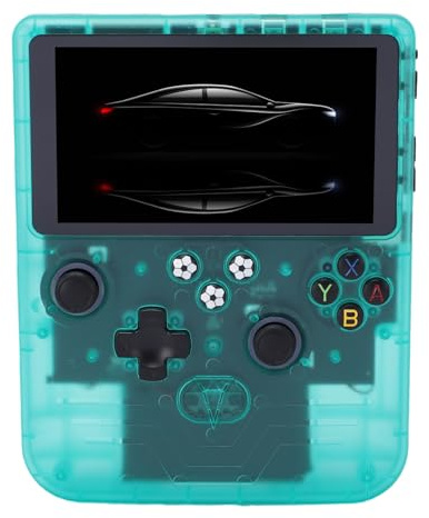 TIKATARER Retro Handheld Game Console, Classic Gaming System Vintage Player with 6 Inch HD Screen, 128GB Memory, 6000mAh Battery, 30+ Emulators, Ideal for Kids Adults Travel Gifts (Transparent Green)
