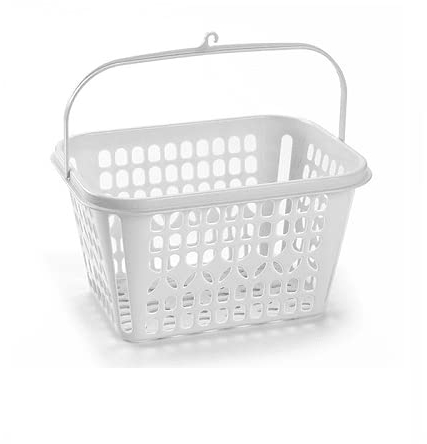 CABLEPELADO Cesta de plastico para Pinzas, Canasto para Pinzas, Cesta de Tender, Capacho para Pinzas, Bolsa para Tender, 25 cm Largo x 18 cm Fondo x 14 cm Alto, Plástico, Blanco