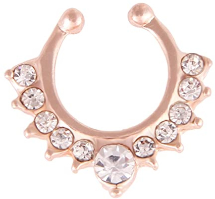 AMDXD Piercing Nasenstecker 1.5mm, Legierung Septum Ring Rosegold C Form, Lippen Ohr Nasen Piercingschmuck mit Zirkonia für Männer Frauen, 1pcs
