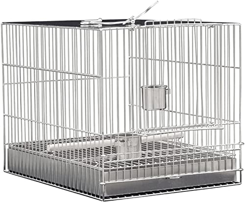OLOTU Vogelträger Edelstahl-Vogelkäfig, großes Vogelbad mit Rollständer, tragbarer Reise-Vogelkäfig mit Schubladen-Chassis Sicher