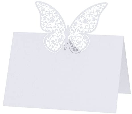 Segnaposto per matrimonio, 50 pezzi, con farfalle 3D, carta perlata, per matrimoni, feste, banchetti