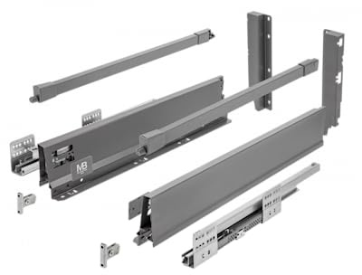 GTV – Modern Box Pro Lådskenor I L = 400 mm H = 199 mm I antracit I låda med tyst stängning I Synkronisering av styrningarna I belastning upp till 40 kg I PB-MBPRO-KPL400C