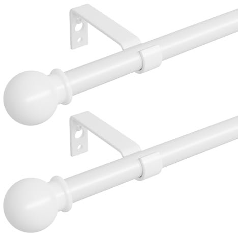 bastone tende bianco 80-224 cm 2 pezzi, set bastone per tende regolabile con staffa, metallo diametro 5/8 per esterni, interni, camera da letto, soggiorno