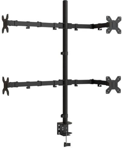 vidaXL Skärmfäste för 4 skärmar svart stål VESA 75/100 mm, skärmstativ, monitorfästen, skrivbordsfäste, monitorfäste, monitorstativ, skrivbordsfästen