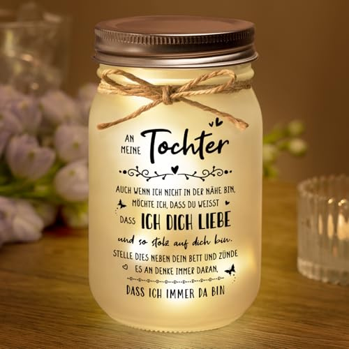 Juratar Geschenk für Tochter, An Meine Tochter - Mason Jar Nachtlichter | Liebevolles Geburtstagsgeschenk für Meine Tochters, 18 Geburtstag Mädchen, Mutter Tochters Geschenk