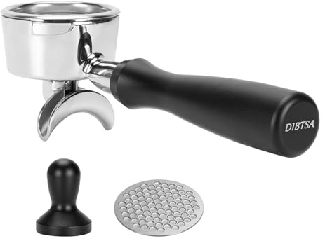 58mm Portafilter Compatible with Gaggia, with 304 Stainless Steel Reusable Espresso Filter Basket and Coffee Puck Screen, Double Spout, Anodized Aluminum Handle, Espresso Machine Parts, Black