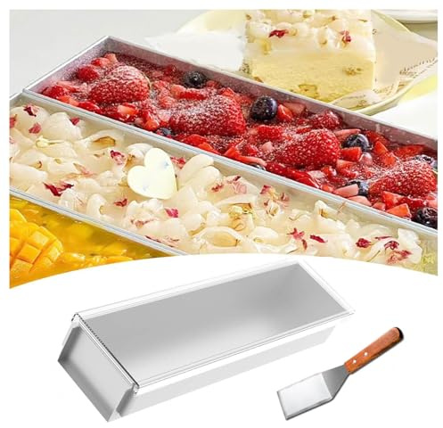 YSMSMZJK Telaio Da Forno Rettangolare Regolabile Con Coperchio in Acrilico E Pala per Dolci, Teglia Rettangolare per Tiramisù, Teglie per Pizza Da Forno Adatto per Pane Tiramisù,15inLx3.93inWx2.36inH