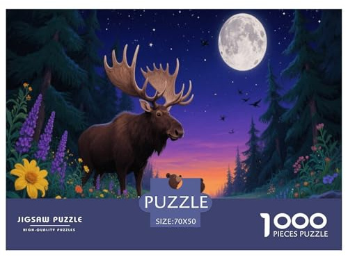 Élan et Ours | Forêt Enchantée Puzzle 1000 Pièces, Défi Captivant Jouet Amusant pour Adultes Et Enfants Jeu Éducatif Décor Mural & Cadeau Unique 70x50cm/1000pcs