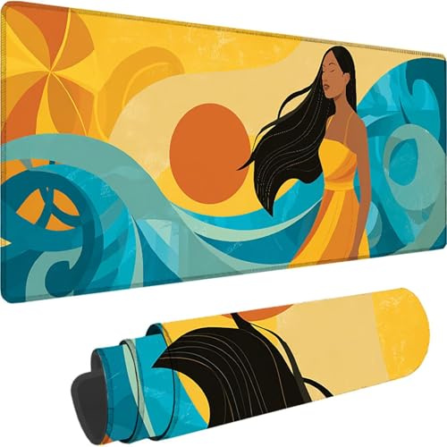 Alfombrilla Ratón XXL 1600x800x3 mm, Azul Mouse Pad Dibujos Animados Alfombrilla Escritorio con Bordes Cosidos Diseño, Impermeable y Antideslizante Mousepad para Ratón y Teclado, Gaming Casa w-1658