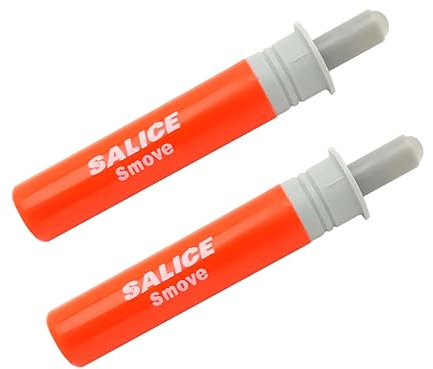 Infälld dörrdämpare. Salice Salice Salice-kolv som avslöjar dörrstängningen. (Orange - grå, handtagssidan)