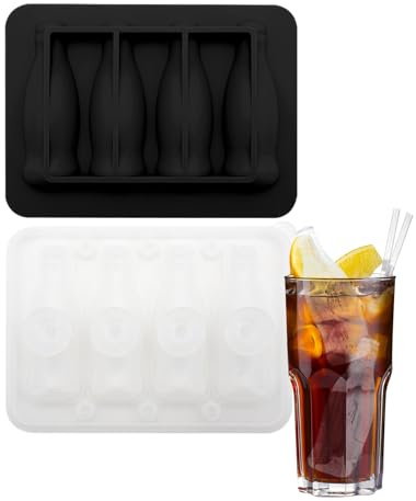 Isformer, flaskformad silikon frysbricka med lock, 4 rutnät non-stick form för familjesammankomster barer, matkvalitet tillbehör för cocktails juice drycker och daglig dryck