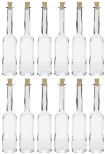 Flaschenland 12x 100 ml Glasflasche Opera aus Klarglas mit Naturkorken ideal für Liköre Öl Essig Sirup Proben Abfüllung Geschenkideen