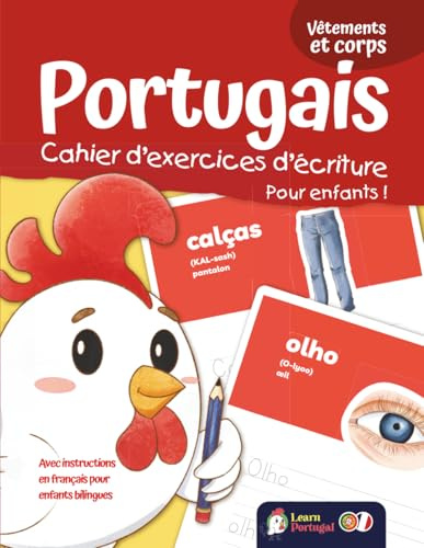 Portugais - Cahier d'exercices d'écriture pour enfants ! Vêtements et corps