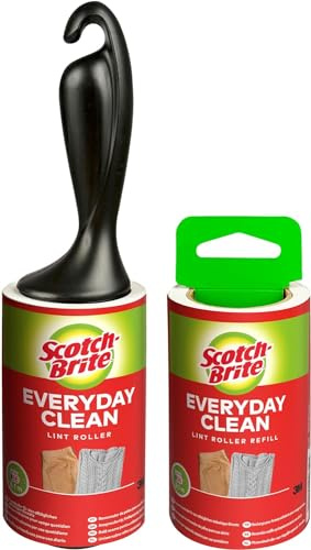 Scotch-Brite Alltagsreiniger Fusselroller + Scotch-Brite Alltagsreiniger Fusselroller Nachfüllung, 2 Rollen x 56 Blätter (112 Blätter pro Packung)