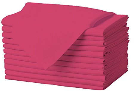 Gee Di Moda Cloth Napkins - 17 x 17 Inch Fuchsia Dinner Napkins - Set of 12 Soft & Absorbent Washable Fabric Cloth Table Napkins with Hemmed Edges for Hotel Restaurant, Holiday Parties & Wedding