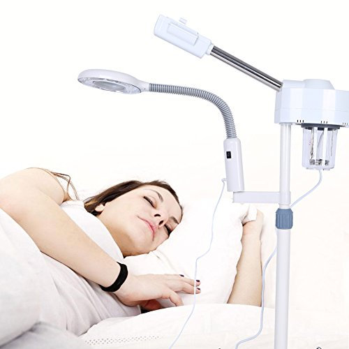 Appareil à vapeur pour le visage - Avec 3 lampes loupes - Pour le sauna du visage - Pour le spa, la maison, le salon de beauté, le soin personnel de la peau