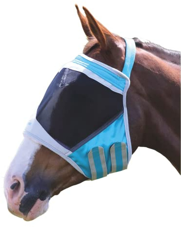 Shires - Masque Anti-Mouches pour Chevaux (X Full) (Bleu Sarcelle)