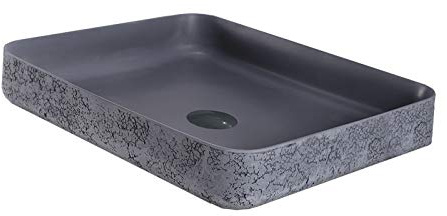 BERNSTEIN - Vasque Lavabo Rectangulaire Gris béton à poser 50x42x13cm Lave main Céramique sans Bonde - Design, Robuste & Durable - NT2524