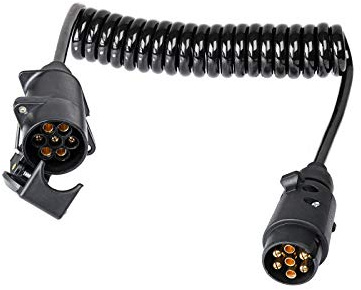 BEIJISTAR 2.5M Rallonge Remorque 7 Broches, avec Prise Mâle et Femelle, 12V Rallonge Spirale Câble Remorque Connecteur, pour Camion Remorque Caravane RV