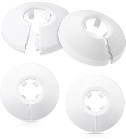 Patelai 4 Pieces Plastic Radiator Pipe Covers Radiator Pipe Collars for 15 mm Diameter tube, White