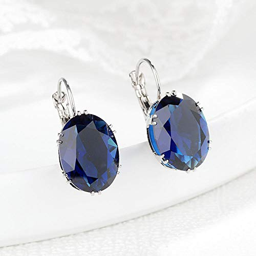 Cunluna Boucles d’Oreilles 925 Bijoux en Argent avec des Boucles d’Oreilles Saphir Ovale Multicolores Goutte de Pierre précieuse pour Les Femmes mariage-JS-ZRE748-bleu foncé