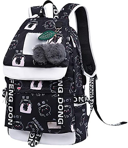 Schulrucksack Mädchen Teenager Laptop Schul Rucksack Schule Teen Schultasche Studenten Rucksack Damen PC Volkschule Rucksack Universität Schultaschen Jugendliche Reise Rucksäcke Wasserdicht Schwarz