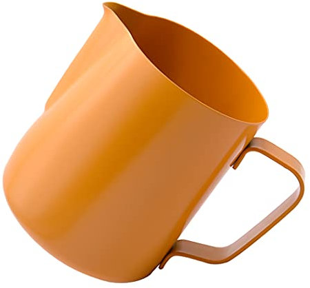 Hoshen 400ML Stainless Steel Frothing Cup, Milk Frothing Cup, Latte Art Cup, Espresso Latte Cappuccino Steaming Cup，Yellow