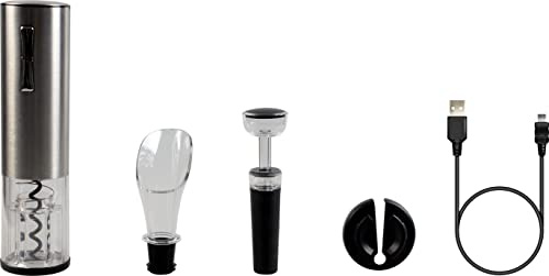 Bestfor USB Chargeable Wine Opening Set - Open, Serve and Preserve All in One, Automatic Corkscrew, foil Cutter, USB Lead, Stopper, Aerator, Gift for Men and Women