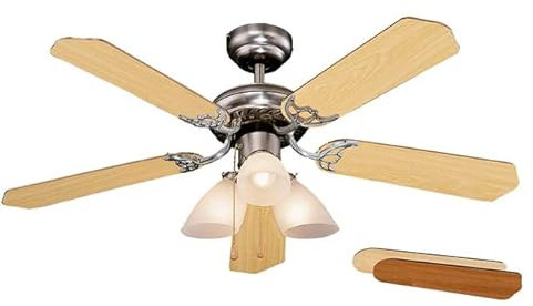Suinga Ventilatore da soffitto, 5 pale reversibili, diametro 105 cm, potenza 55 W, 3 velocità