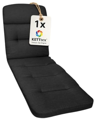 KETTtex EXKLUSIV Auflage Rollliege dunkelgrau I Gartenliege Polster 200x65x9cm I hochwertige & Pflegeleichte Liegenauflage I Wetter- & formbeständige Liegen-Auflage I KTH3 Liegestuhlauflage