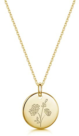 UMAGICBOX Personalisierte Geburtsblumen-Halskette in Gold oder Silber – Eleganter und bedeutungsvoller Schmuck für Frauen. Geschenk zu Geburtstag, Weihnachten, Muttertag oder Valentinstag