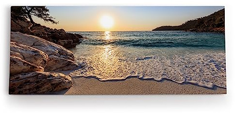 Paul Sinus Wandbild 120x50cm Bucht Strand Sonnenuntergang Meer Horizont