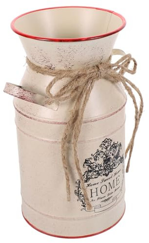 HOMSFOU Florero Galvanizado Jarrón De Campo De Granja Jarrón De Jarra Cuerda De Maceta Retro Florero De Lata De Leche Jarra De Flores Rústica Jarra Shabby Chic Planchar Planta Antiguo